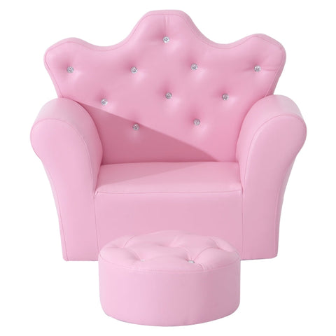 Rootz Kinderbank met poef - Prinsessenbank - Kinderfauteuil - Comfortabel en veilig - Elegant ontwerp - Duurzaam en hoogwaardig - 58 cm x 40,5 cm x 49 cm