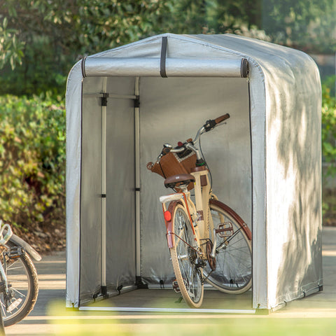 Rootz Garden Shed Tent - Tool House - Garage Shelter - Waterproof PE Tarpaulin - UV Protection - Spacious Storage - 120cm x 163cm x 176cm