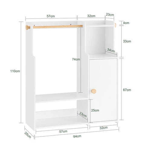 Rootz Kinder Wardrobe with Stand - Children's Closet - Kids' Storage - Secure & Space-Saving - 94x110x35cm