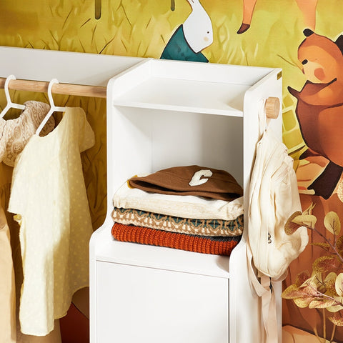 Rootz Kinder Wardrobe with Stand - Children's Closet - Kids' Storage - Secure & Space-Saving - 94x110x35cm