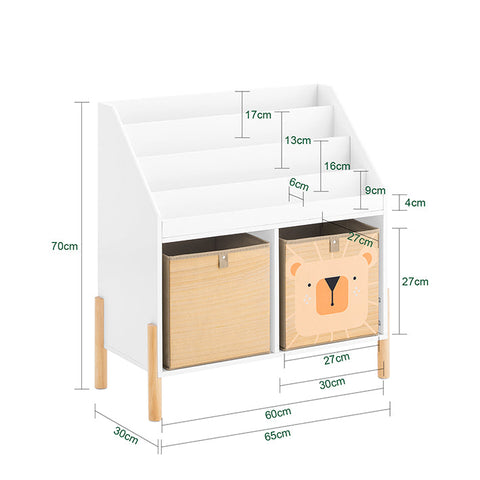 Rootz Children's Bookshelf - Kids Storage Shelf - Bookcase Organizer - Safety Features - 65cm x 70cm x 30cm