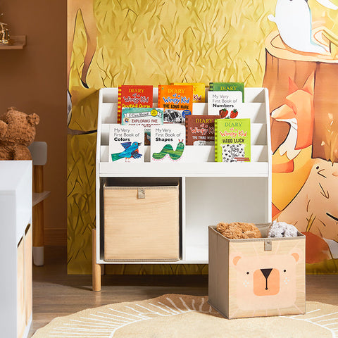 Rootz Children's Bookshelf - Kids Storage Shelf - Bookcase Organizer - Safety Features - 65cm x 70cm x 30cm