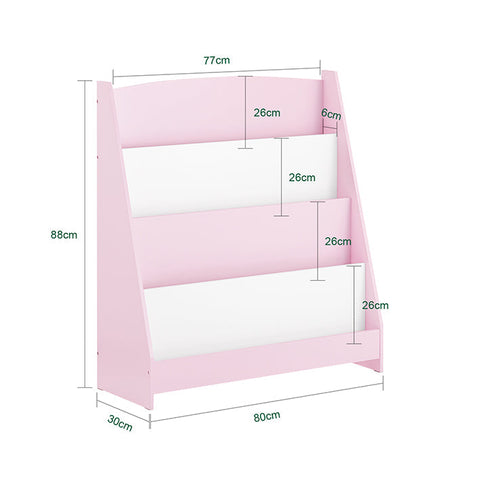 Rootz Children's Bookshelf - Kid's Storage Organizer - MDF Bookcase - Safe Rounded Corners - 80x88x30cm