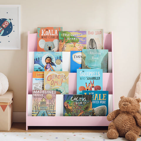 Rootz Children's Bookshelf - Kid's Storage Organizer - MDF Bookcase - Safe Rounded Corners - 80x88x30cm