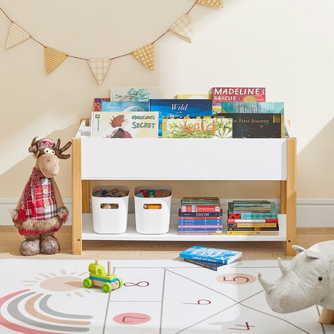 Rootz Children's Bookshelf - Toy Shelf - Storage Rack - MDF & Pine Construction - Versatile Dividers - Child-Friendly Height - 85cm x 45cm x 42cm