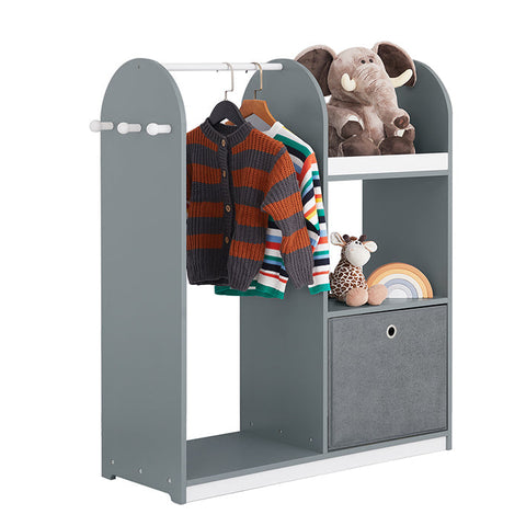 Rootz Kid's Wardrobe - Children's Closet - Nursery Storage - Ample Space - 97x108x35cm - MDF Material - Includes Fabric Box & Hooks