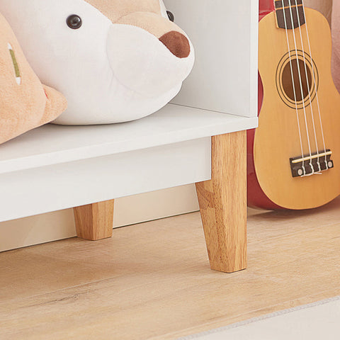 Rootz Children's Bookshelf - Toy Storage Rack - Kids Organizer - White MDF & Pine - Safety Anti-Tip - Sturdy Construction - 60cm x 80cm x 25cm