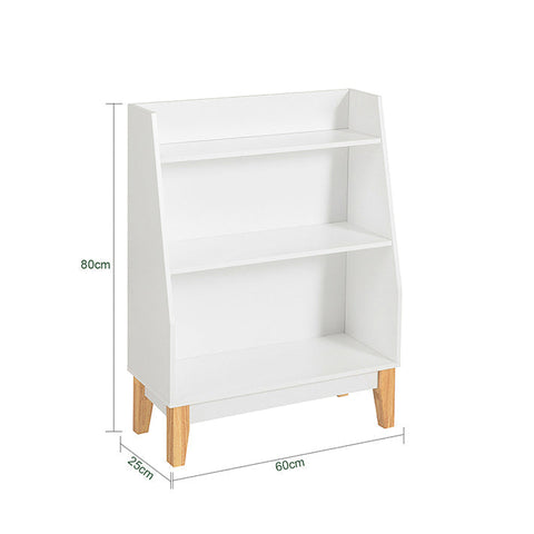 Rootz Children's Bookshelf - Toy Storage Rack - Kids Organizer - White MDF & Pine - Safety Anti-Tip - Sturdy Construction - 60cm x 80cm x 25cm