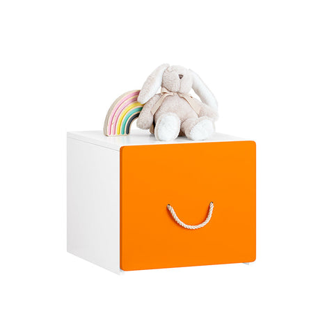 Rootz Toy Chest with Wheels - Toy Box with Lid - Storage Box for Children - Movable & Sturdy - Orange White - 40cm x 35cm x 40cm