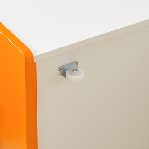 Rootz Toy Chest with Wheels - Toy Box with Lid - Storage Box for Children - Movable & Sturdy - Orange White - 40cm x 35cm x 40cm