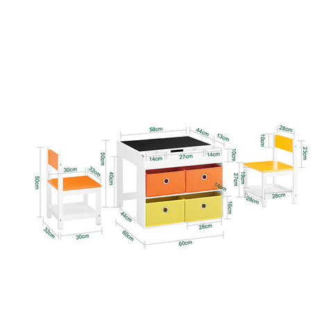 Rootz Kids Table & Chair Set - Children's Desk - Playroom Furniture - Dual Surface Table - 60x50x60cm Table, 30x50x32cm Chair