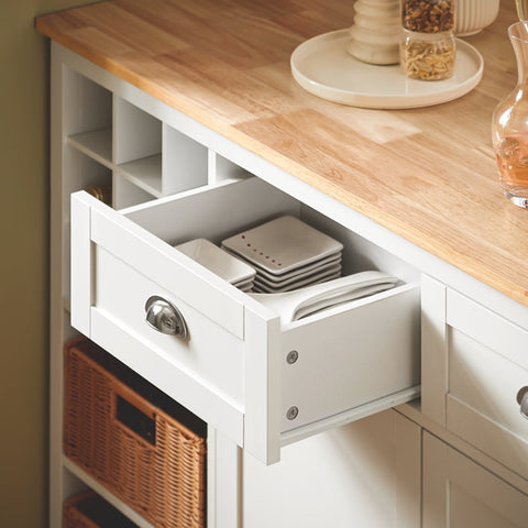 Rootz Kitchen Island - Bar Table - Beverage Station - Storage Cabinet - Rubberwood Top - 120cm x 90cm x 56cm