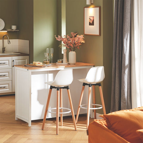Rootz Kitchen Island - Bar Table - Beverage Station - Storage Cabinet - Rubberwood Top - 120cm x 90cm x 56cm