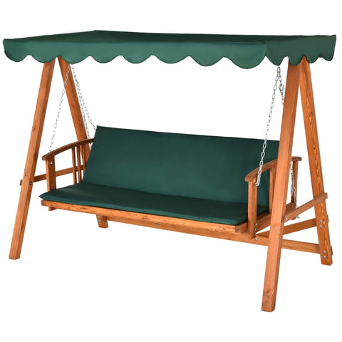 Rootz Hollywood Swing Garden Swing - Outdoor Swing - Patio Swing - Weather Resistant - Comfortable Cushions - Easy Assembly - 235cm x 128cm x 180cm - Green + Natural