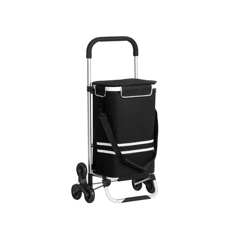 Rootz Foldable Shopping Trolley - Stair Climber - Shopping Cart - 35L Capacity - Lightweight Aluminum - 47cm x 35cm x 97cm