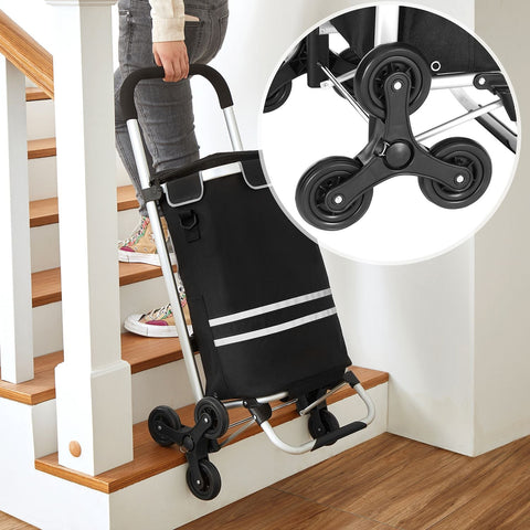 Rootz Foldable Shopping Trolley - Stair Climber - Shopping Cart - 35L Capacity - Lightweight Aluminum - 47cm x 35cm x 97cm