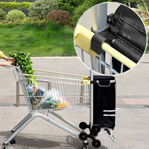 Rootz Foldable Shopping Trolley - Stair Climber - Shopping Cart - 35L Capacity - Lightweight Aluminum - 47cm x 35cm x 97cm
