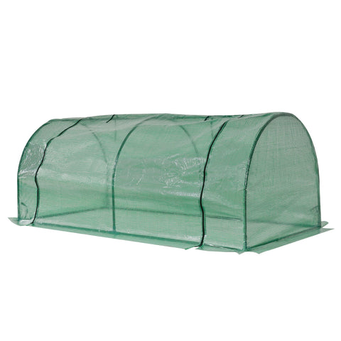 Rootz Greenhouse with Door - Cold Frame - Plant House - Steel & Plastic - Protect Plants - 200 x 100 x 80 cm - Green