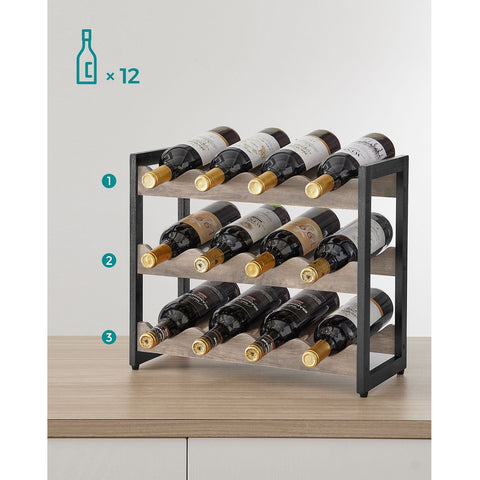 Rootz Wine Rack for 12 Bottles - Bottle Holder - Wine Storage - Space-Saving - 20.3cm x 44.8cm x 38cm