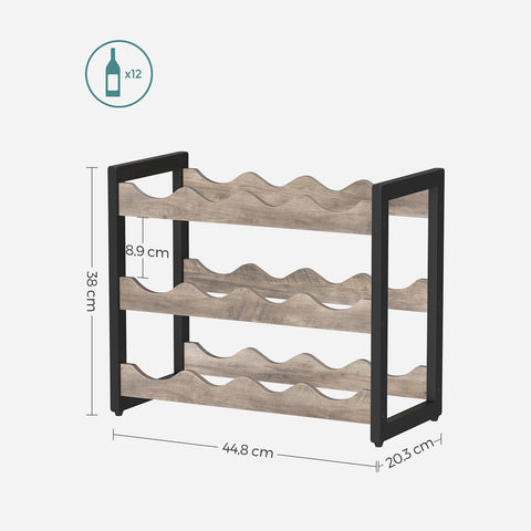 Rootz Wine Rack for 12 Bottles - Bottle Holder - Wine Storage - Space-Saving - 20.3cm x 44.8cm x 38cm