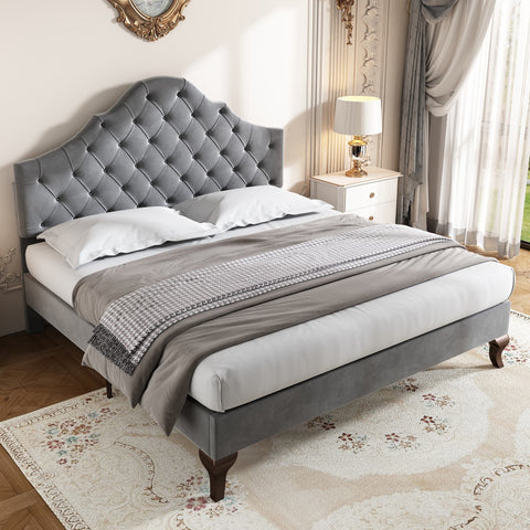 Rootz Upholstered Bed - Adjustable Headboard - Slatted Frame - Luxurious Comfort - 203cm x 90cm x 113-119cm