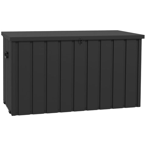 Rootz Storage Box - Garden Chest - Garden Box - 450l Storage Space - 2 Wheels - Steel Frame - Dark Gray - 125x61x70 cm