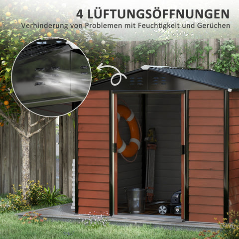 Rootz Metal Tool Shed - Garden Storage - Lockable Toolshed - Weatherproof & Rustproof - 240cm x 206cm x 198cm