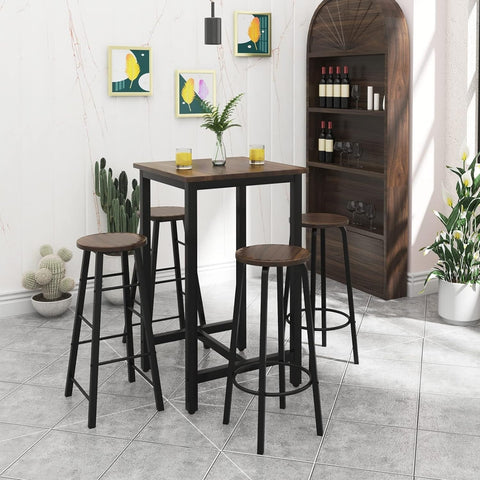 Rootz Bar Table - Pub Table - High Table - Iron Frame Stability - Water-Resistant - Easy Maintenance - 60cm x 60cm x 102cm