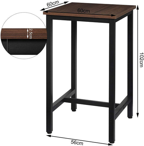 Rootz Bar Table - Pub Table - High Table - Iron Frame Stability - Water-Resistant - Easy Maintenance - 60cm x 60cm x 102cm