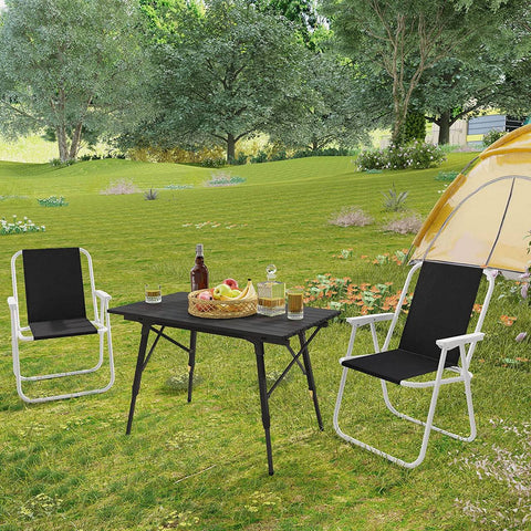 Rootz Folding Camping Chair Set - Beach Chair - Portable Chair - Lightweight & Foldable - Stable Iron Tubes - 58cm x 53cm x 76cm