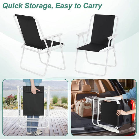 Rootz Folding Camping Chair Set - Beach Chair - Portable Chair - Lightweight & Foldable - Stable Iron Tubes - 58cm x 53cm x 76cm