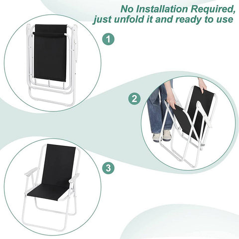 Rootz Folding Camping Chair Set - Beach Chair - Portable Chair - Lightweight & Foldable - Stable Iron Tubes - 58cm x 53cm x 76cm