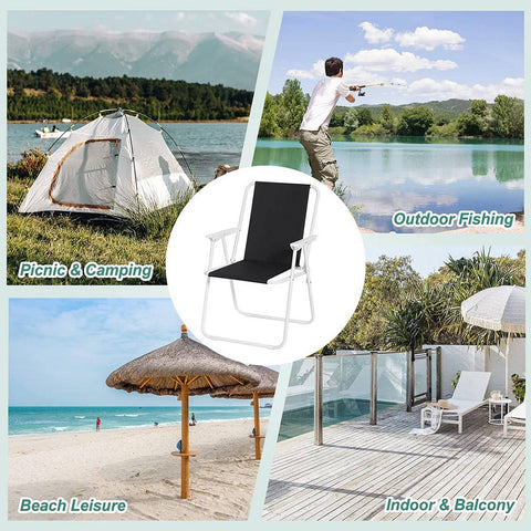 Rootz Folding Camping Chair Set - Beach Chair - Portable Chair - Lightweight & Foldable - Stable Iron Tubes - 58cm x 53cm x 76cm