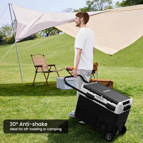 Rootz 2 Zone Compressor Cool Box - Electric Car Refrigerator - Portable Camping Freezer - Battery Protection - 30L/40L/50L - 12V/24V - APP Controlled - 20°C Cooling - 2.5m DC Cable