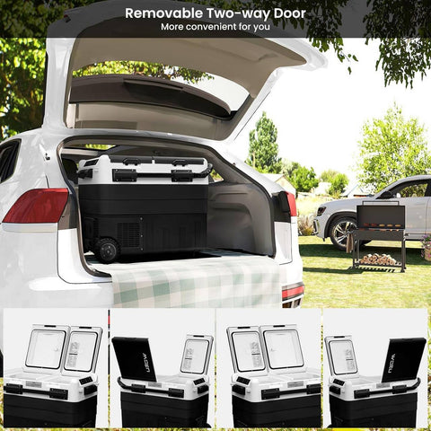 Rootz 2 Zone Compressor Cool Box - Electric Car Refrigerator - Portable Camping Freezer - Battery Protection - 30L/40L/50L - 12V/24V - APP Controlled - 20°C Cooling - 2.5m DC Cable