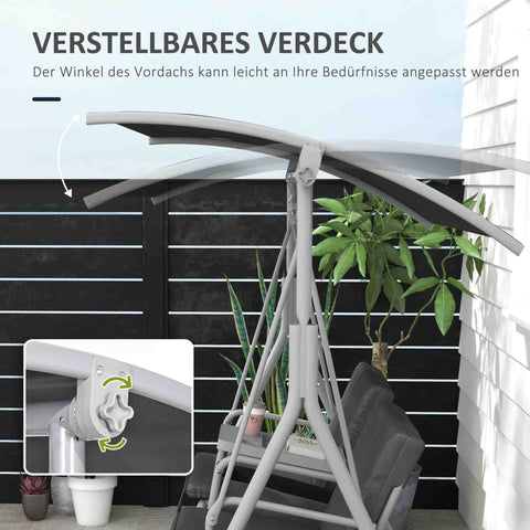 Rootz Hollywood Swing - Porch Swing - 2-Seater Garden Swing - UV Protection - 175cm x 110cm x 165cm