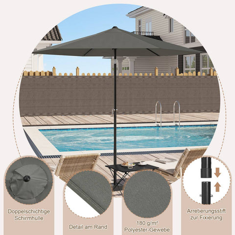 Rootz Premium Outdoor Parasol - Parasol - Tuinparasol - UV-bescherming - Waterdicht - Verstelbaar - Ø 270 x 236 cm