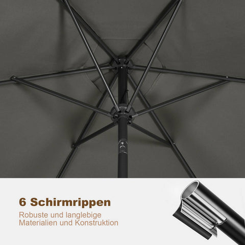 Rootz Premium Outdoor Parasol - Parasol - Tuinparasol - UV-bescherming - Waterdicht - Verstelbaar - Ø 270 x 236 cm