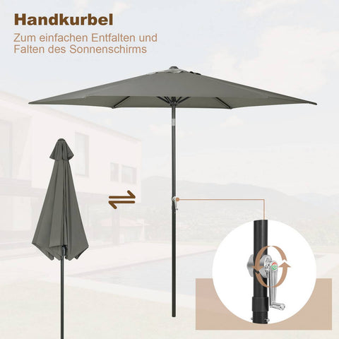 Rootz Premium Outdoor Parasol - Parasol - Tuinparasol - UV-bescherming - Waterdicht - Verstelbaar - Ø 270 x 236 cm