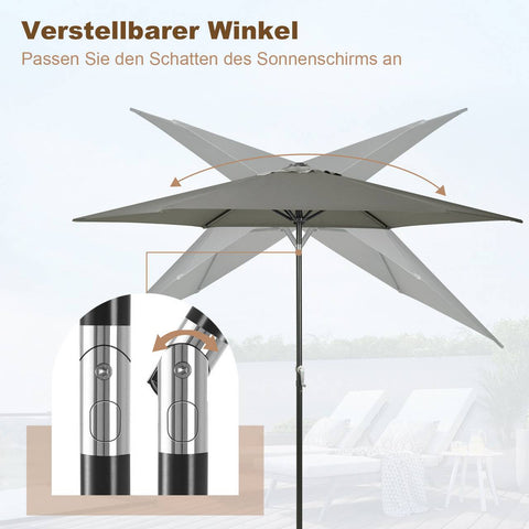 Rootz Premium Outdoor Parasol - Parasol - Tuinparasol - UV-bescherming - Waterdicht - Verstelbaar - Ø 270 x 236 cm