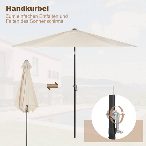 Rootz Premium Outdoor Parasol - Garden Umbrella - Beach Umbrella - UV Protection - Waterproof - Easy Setup - Ø 270 x 236 cm