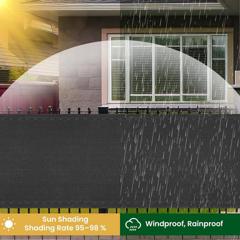 Rootz HDPE Fence Screen - Privacy Screen - Sun Shade - Durable, UV Protection, Weather-Resistant - 1.8m x 15m - Anthracite