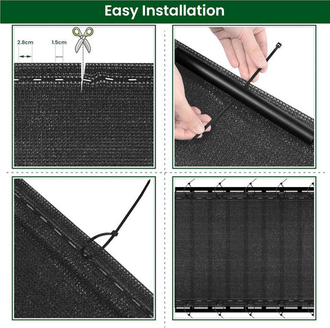 Rootz HDPE Fence Screen - Privacy Screen - Sun Shade - Durable, UV Protection, Weather-Resistant - 1.8m x 15m - Anthracite