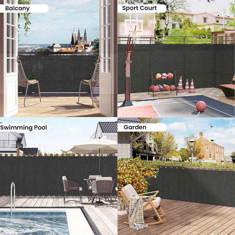 Rootz HDPE Fence Screen - Privacy Screen - Sun Shade - Durable, UV Protection, Weather-Resistant - 1.8m x 15m - Anthracite