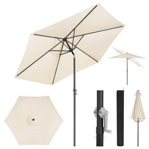 Rootz Premium Outdoor Parasol - Garden Umbrella - Beach Umbrella - UV Protection - Waterproof - Easy Setup - Ø 270 x 236 cm