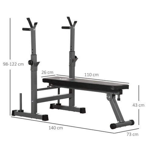 Rootz Weight Bench - Barbell Bench - Upper Body Fitness - Adjustable Dumbbell Stand - Padded Bench - Foldable - 140cm x 73cm x 98-122cm