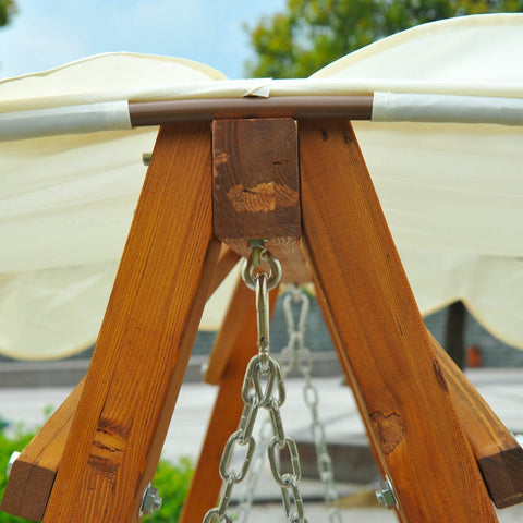Rootz Hollywood Swing - Tuinschommel - Buitenschommel - Duurzaam Lariks &amp; Metaal - Comfortabele zitplaatsen - Weerbestendige luifel - 200 cm x 130 cm x 185 cm