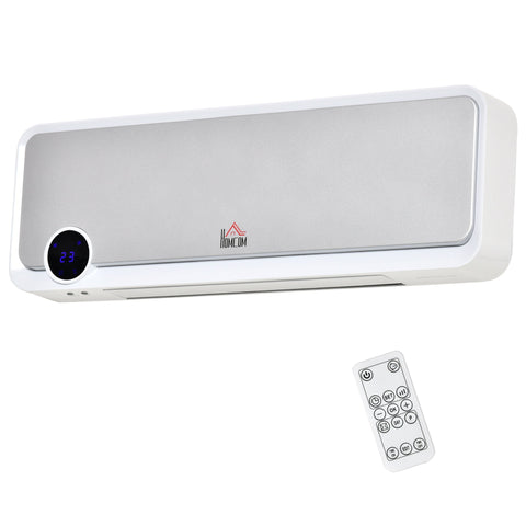 Rootz Wall Mounted Oscillating Fan Heater - Ceramic PTC Heater - Energy Efficient - Remote Control - 56cm x 18.5cm x 11.7cm