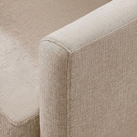 Rootz Beige Lounge Chair - Wooden Chair - Cotton-Linen Blend - Comfortable Foam - 69cm x 68.5cm x 77cm - Indoor/Outdoor Furniture