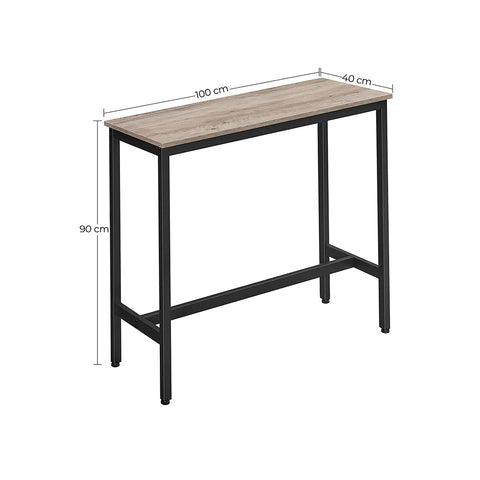 Rootz Bar Table Brown-Black - High Table - Pub Table - Space-Saving Design - 100 x 40 x 90 cm